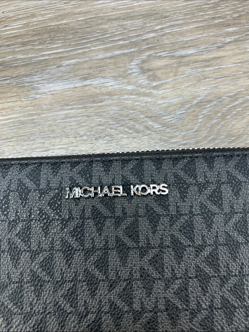 NWOT Michael Kors Black Logo Zip-Around Wristlet Wallet